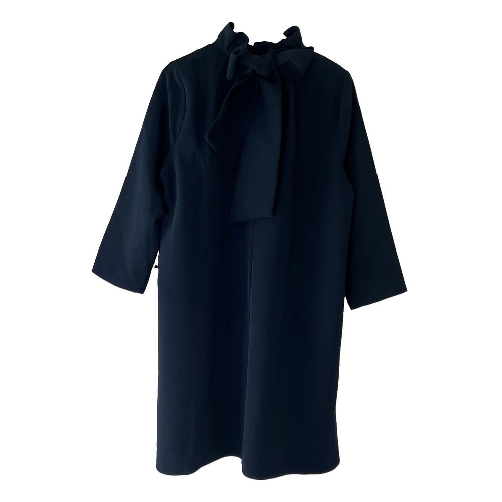 Tuckernuck Daphne Dress Women XXL Navy Blue Ruffle Neck Bow Back NWT - Picture 5 of 10